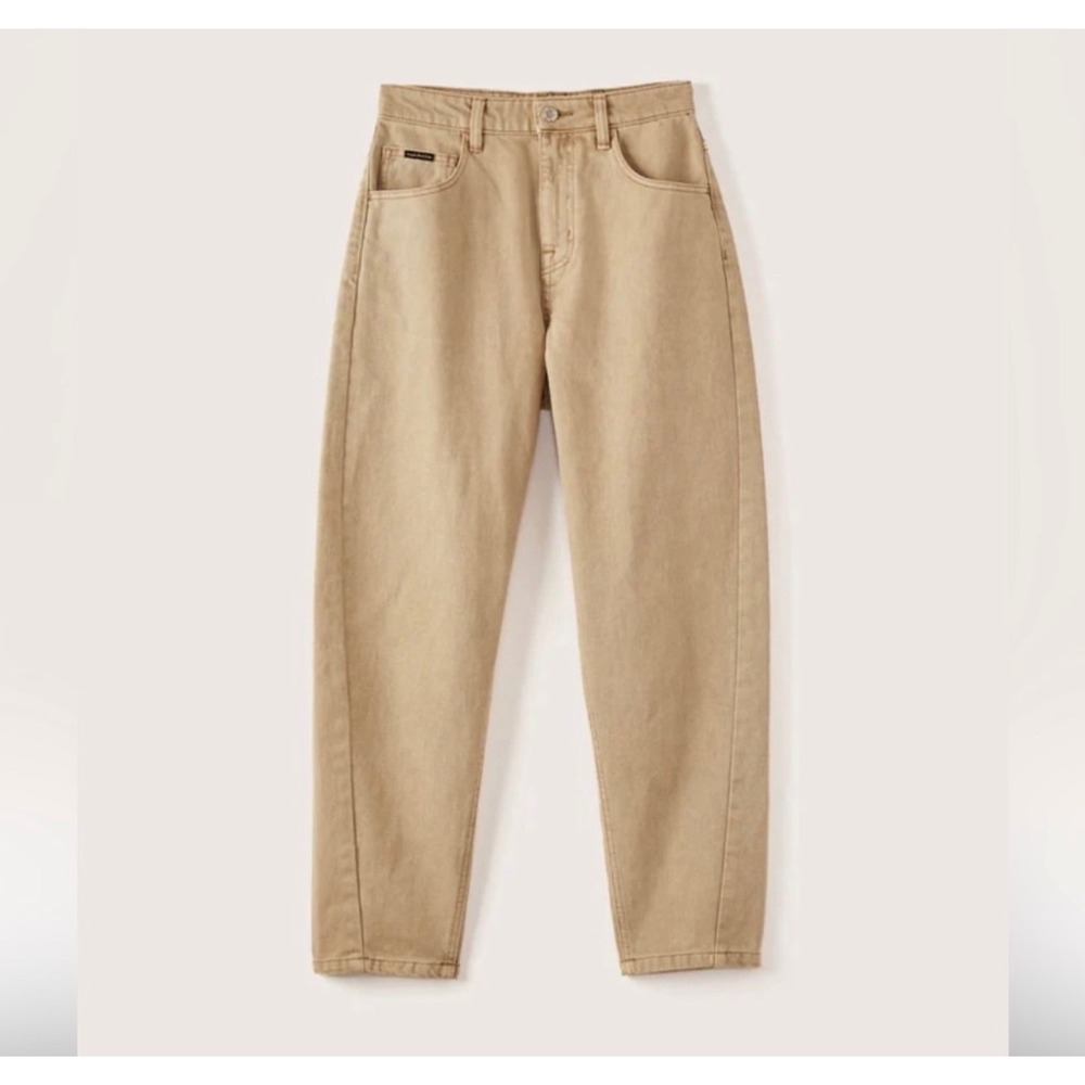 Frank And Oak Linda Balloon‎ Fit High Waisted Hemp Blend Jeans Tan Beige 26